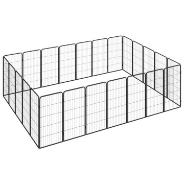 24-paneles fekete porszórt acél kutyakennel 50 x 100 cm - utánvéttel vagy ingyenes szállítással