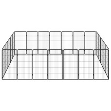 24-paneles fekete porszórt acél kutyakennel 50 x 100 cm - utánvéttel vagy ingyenes szállítással