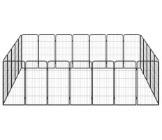 24-paneles fekete porszórt acél kutyakennel 50 x 100 cm - utánvéttel vagy ingyenes szállítással