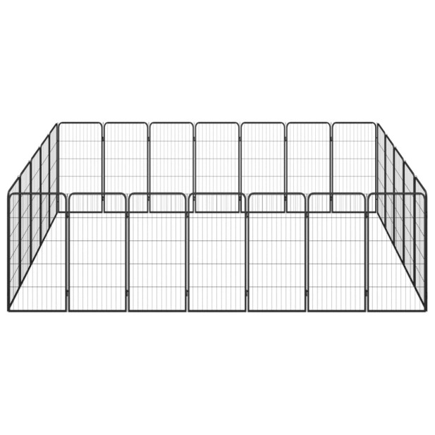 24-paneles fekete porszórt acél kutyakennel 50 x 100 cm - utánvéttel vagy ingyenes szállítással