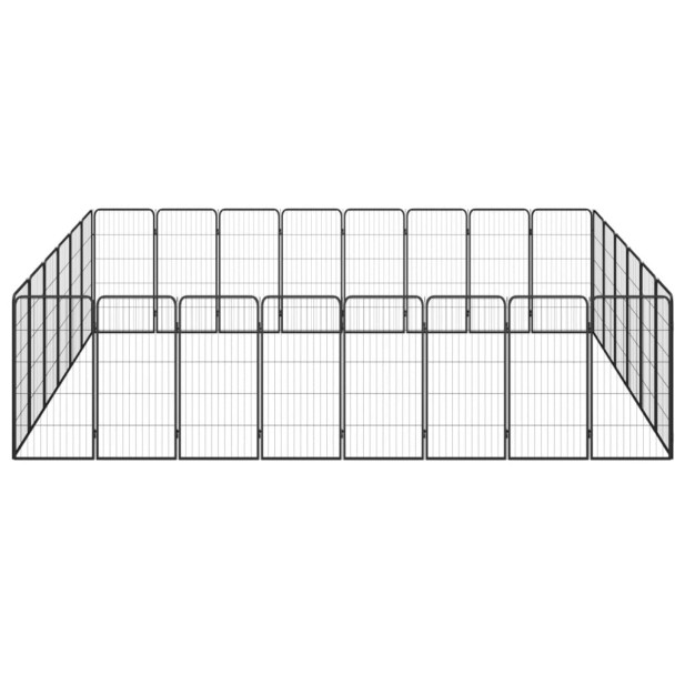 28-paneles fekete porszórt acél kutyakennel 50 x 100 cm - utánvéttel vagy ingyenes szállítással