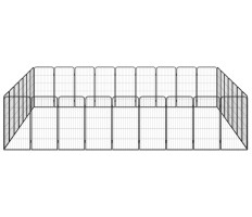 32-paneles fekete porszórt acél kutyakennel 50 x 100 cm - utánvéttel vagy ingyenes szállítással