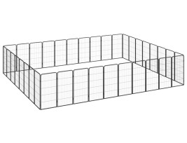 36-paneles fekete porszórt acél kutyakennel 50 x 100 cm - utánvéttel vagy ingyenes szállítással