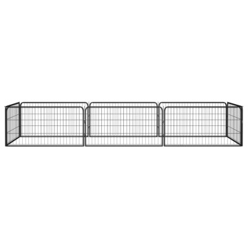 8-paneles fekete porszórt acél kutyakennel 100 x 50 cm - utánvéttel vagy ingyenes szállítással
