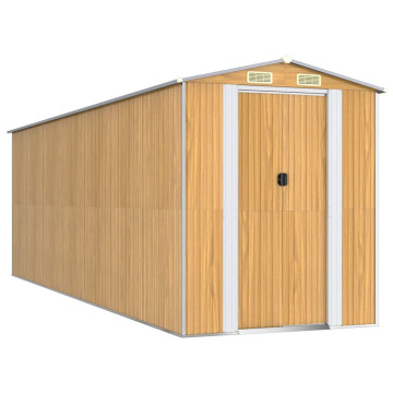 Világosbarna horganyzott acél kerti fészer 192x606x223 cm - utánvéttel vagy ingyenes szállítással