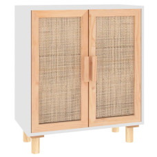 Fehér tömör fenyő/természetes rattan tálalószekrény 60x30x70 cm - utánvéttel vagy ingyenes szállítással