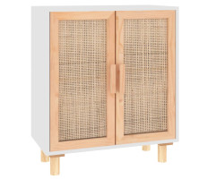 Fehér tömör fenyő/természetes rattan tálalószekrény 60x30x70 cm - utánvéttel vagy ingyenes szállítással