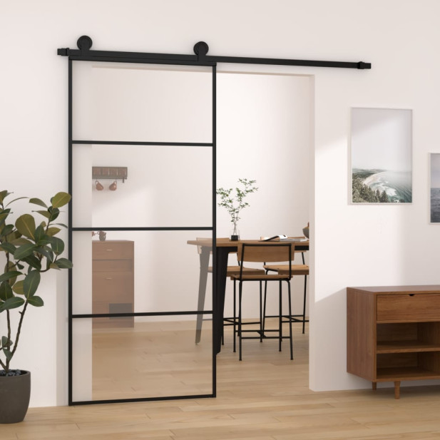 ESG üveg és alumínium tolóajtó fémszerelvény-szettel 90x205 cm - utánvéttel vagy ingyenes szállítással
