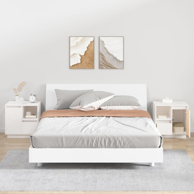 2 db fehér tömör fenyőfa éjjeliszekrény 50 x 34 x 50 cm - utánvéttel vagy ingyenes szállítással