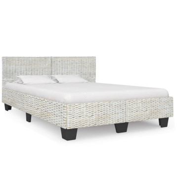 Szürke természetes rattan ágykeret 160 x 200 cm - utánvéttel vagy ingyenes szállítással