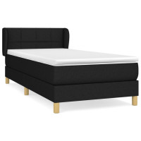 Fekete szövet rugós ágy matraccal 90x200 cm - utánvéttel vagy ingyenes szállítással