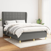 Sötétszürke szövet rugós ágy matraccal 140 x 190 cm - utánvéttel vagy ingyenes szállítással