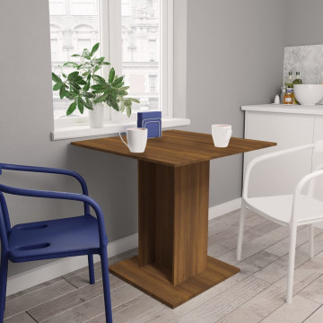 Barna tölgyszínű szerelt fa étkezőasztal 80 x 80 x 75 cm - utánvéttel vagy ingyenes szállítással