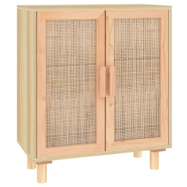 Barna tömör fenyő/természetes rattan tálalószekrény 60x30x70cm - utánvéttel vagy ingyenes szállítással