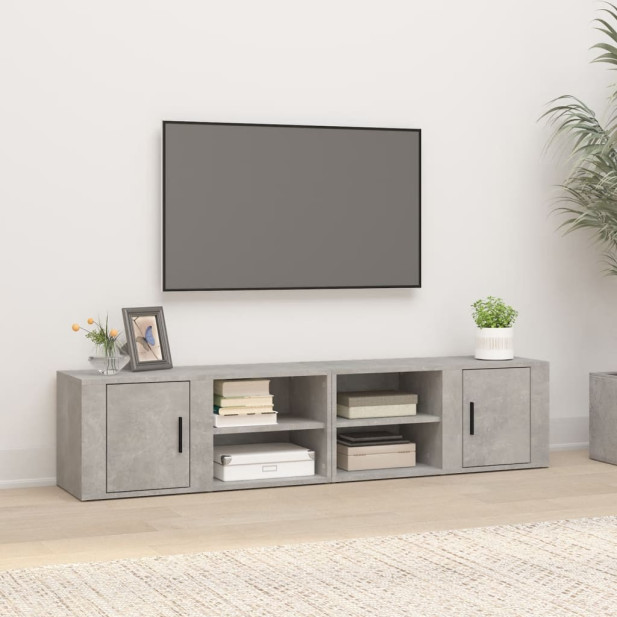 2 db betonszürke szerelt fa TV-szekrény 80x31,5x36 cm - utánvéttel vagy ingyenes szállítással