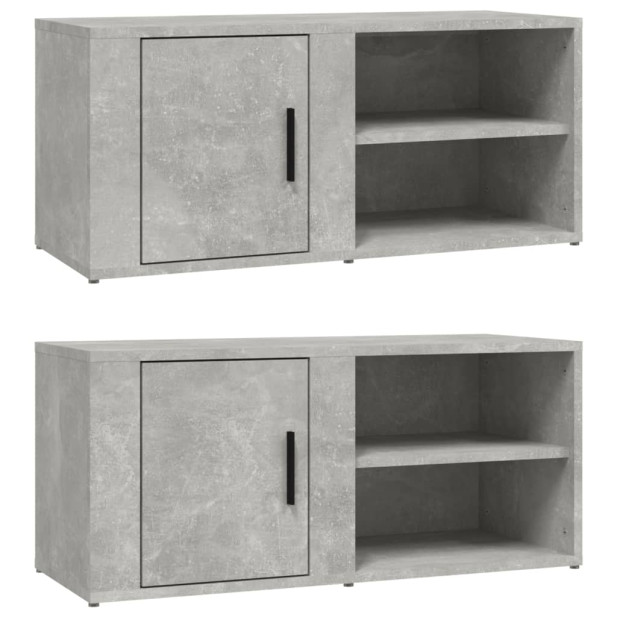 2 db betonszürke szerelt fa TV-szekrény 80x31,5x36 cm - utánvéttel vagy ingyenes szállítással