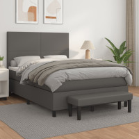 Szürke műbőr rugós ágy matraccal 140 x 200 cm - utánvéttel vagy ingyenes szállítással