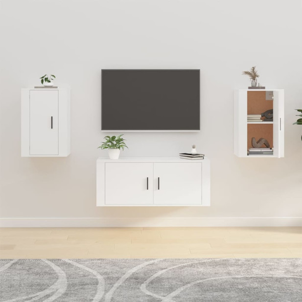 2 db fehér falra szerelhető TV-szekrény 40 x 34,5 x 60 cm - utánvéttel vagy ingyenes szállítással