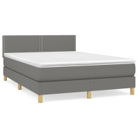 Sötétszürke szövet rugós ágy matraccal 140 x 200 cm - utánvéttel vagy ingyenes szállítással