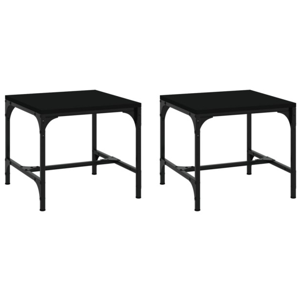 2 db fekete szerelt fa kisasztal 40 x 40 x 35 cm - utánvéttel vagy ingyenes szállítással