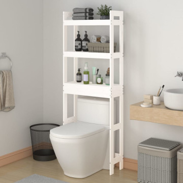 Fehér fenyőfa fürdőszoba állvány 63x26x171 cm - utánvéttel vagy ingyenes szállítással
