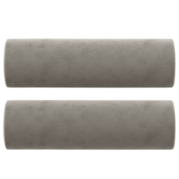 2 db világosszürke bársony díszpárna Ø15x50 cm - utánvéttel vagy ingyenes szállítással