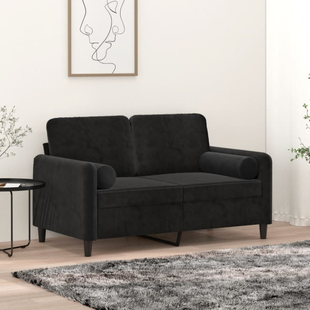 2 db fekete bársony díszpárna Ø15x50 cm - utánvéttel vagy ingyenes szállítással