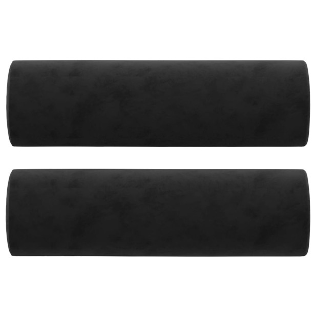 2 db fekete bársony díszpárna Ø15x50 cm - utánvéttel vagy ingyenes szállítással