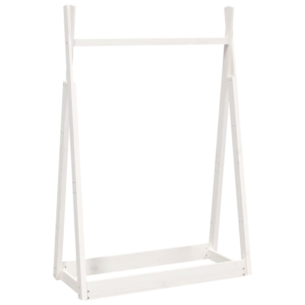 Fehér tömör fenyőfa ruhatartó állvány 100 x 45 x 150 cm - utánvéttel vagy ingyenes szállítással