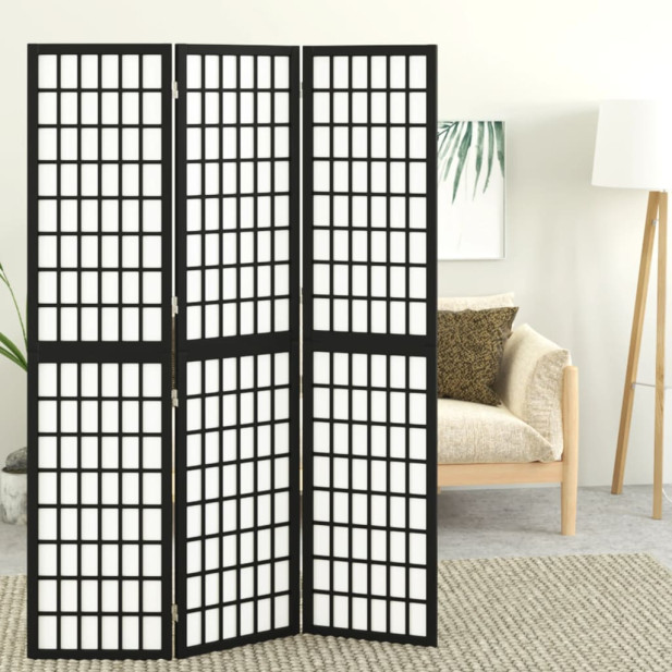 3 paneles fekete japán stílusú összecsukható paraván 120x170 cm - utánvéttel vagy ingyenes szállítással