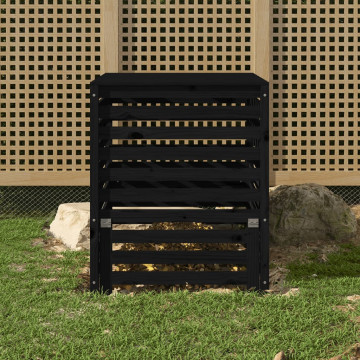 Fekete tömör fenyőfa komposztáló 82,5 x 82,5 x 99,5 cm - utánvéttel vagy ingyenes szállítással