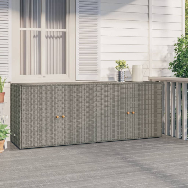 Szürke polyrattan kerti tárolószekrény 198 x 55,5 x 80 cm - utánvéttel vagy ingyenes szállítással