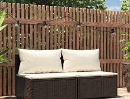 2 db barna polyrattan kerti középső kanapé párnával - utánvéttel vagy ingyenes szállítással