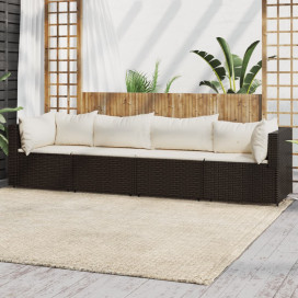 4 részes barna polyrattan kerti ülőgarnitúra párnákkal - utánvéttel vagy ingyenes szállítással