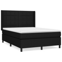 Fekete szövet rugós ágy matraccal 140 x 190 cm - utánvéttel vagy ingyenes szállítással