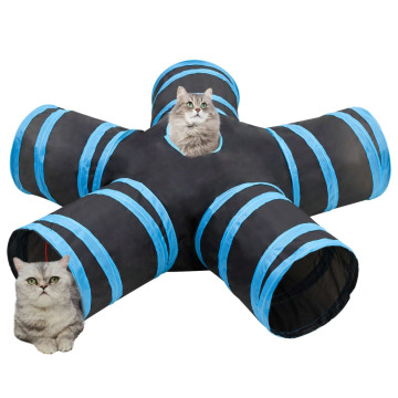 Fekete és kék 5 irányú poliészter macskaalagút 25 cm - utánvéttel vagy ingyenes szállítással