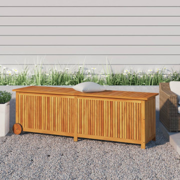 Tömör akácfa kerti tárolóláda kerekekkel 150 x 50 x 58 cm - utánvéttel vagy ingyenes szállítással