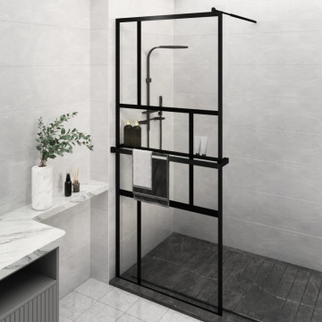 Fekete ESG üveg és alumínium zuhanyfal polccal 100 x 195 cm - utánvéttel vagy ingyenes szállítással