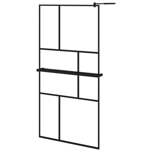 Fekete ESG üveg és alumínium zuhanyfal polccal 100 x 195 cm - utánvéttel vagy ingyenes szállítással