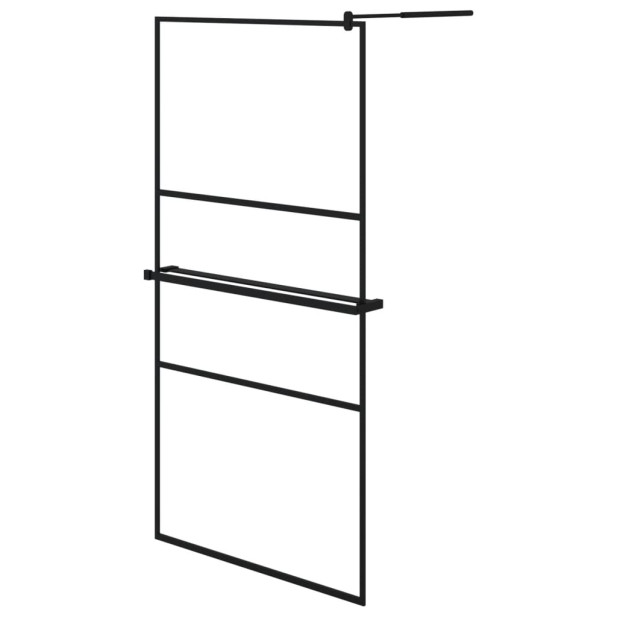 Fekete ESG üveg és alumínium zuhanyfal polccal 100 x 195 cm - utánvéttel vagy ingyenes szállítással