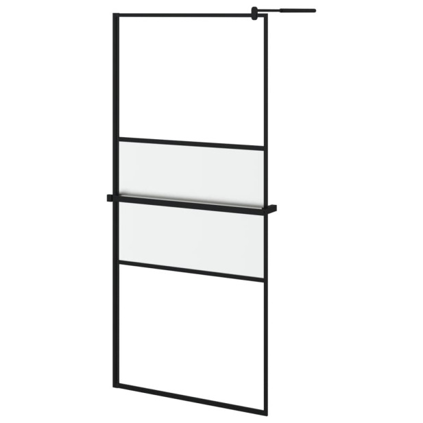 Fekete ESG üveg és alumínium zuhanyfal polccal 100 x 195 cm - utánvéttel vagy ingyenes szállítással