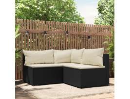 3 részes fekete polyrattan kerti ülőgarnitúra párnákkal - utánvéttel vagy ingyenes szállítással