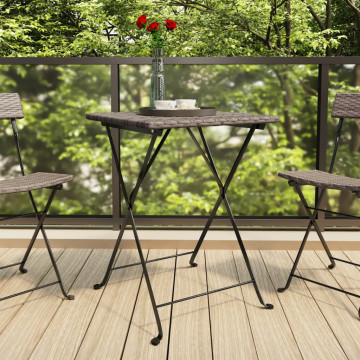 Szürke összecsukható polyrattan bisztróasztal 55 x 54 x 71 cm - utánvéttel vagy ingyenes szállítással