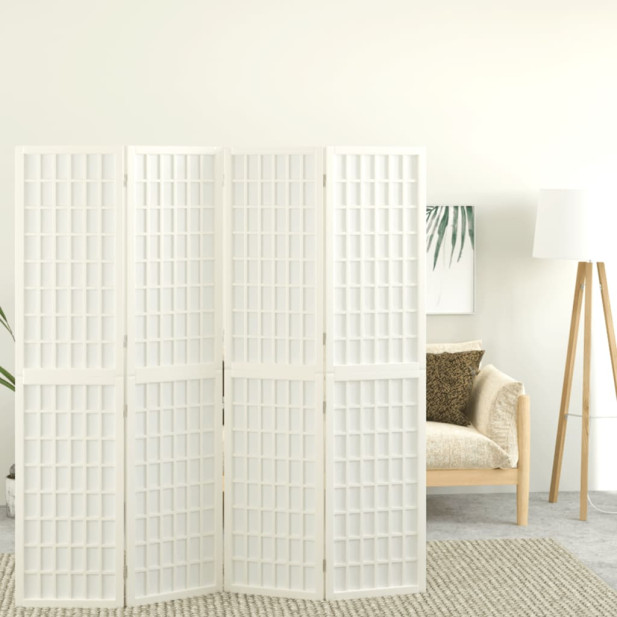 4-paneles fehér japán stílusú összecsukható paraván 160x170 cm - utánvéttel vagy ingyenes szállítással