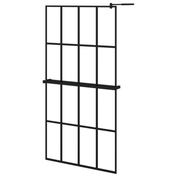 Fekete ESG üveg és alumínium zuhanyfal polccal 100 x 195 cm - utánvéttel vagy ingyenes szállítással