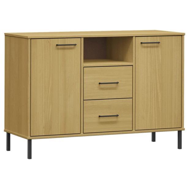 OSLO barna tömör fa tálalószekrény fém lábakkal 113x40x77 cm - utánvéttel vagy ingyenes szállítással