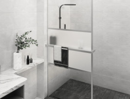 Króm ESG üveg és alumínium zuhanyfal polccal 100 x 195 cm - utánvéttel vagy ingyenes szállítással