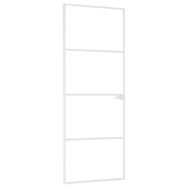Fehér edzett üveg és alumínium vékony beltéri ajtó 76x201,5 cm - utánvéttel vagy ingyenes szállítással