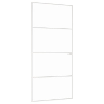 Fehér edzett üveg és alumínium vékony beltéri ajtó 93x201,5 cm - utánvéttel vagy ingyenes szállítással
