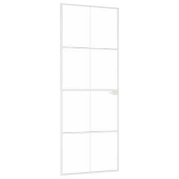 Fehér edzett üveg és alumínium vékony beltéri ajtó 76x201,5 cm - utánvéttel vagy ingyenes szállítással